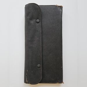 Vintage Black Leather Necktie Travel Case Storage Organizer